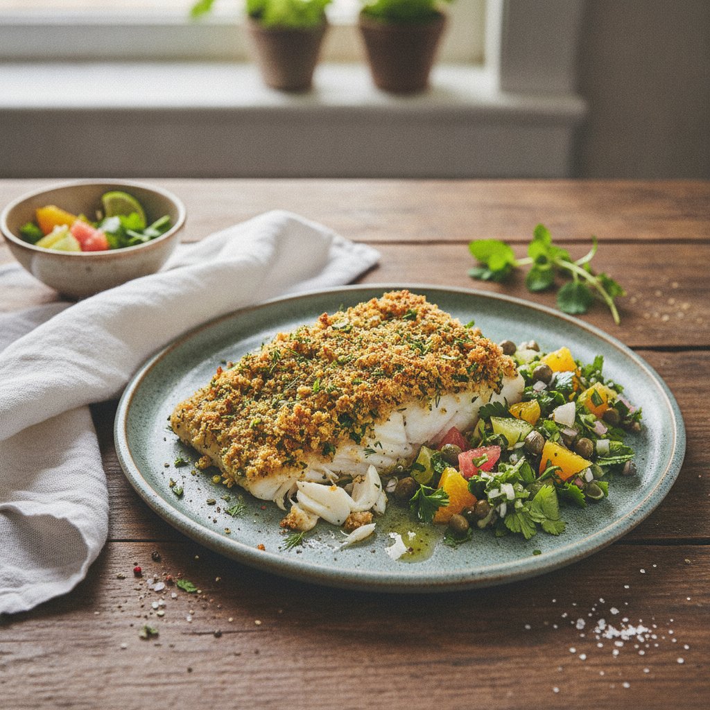 Savory Herb-Crusted Cod with Citrus Salsa Verde