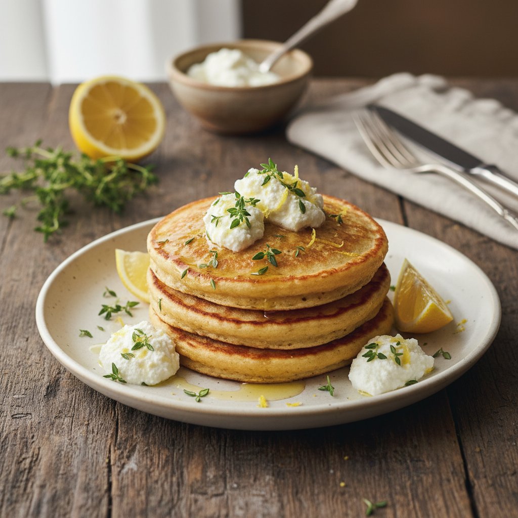Savory Italian Ricotta Pancakes with Lemon and Thyme