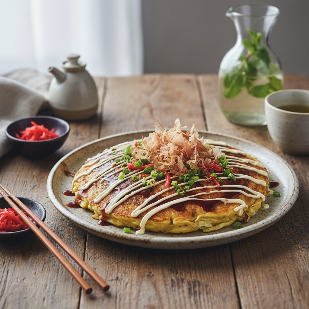 Savory Japanese Okonomiyaki Pancake