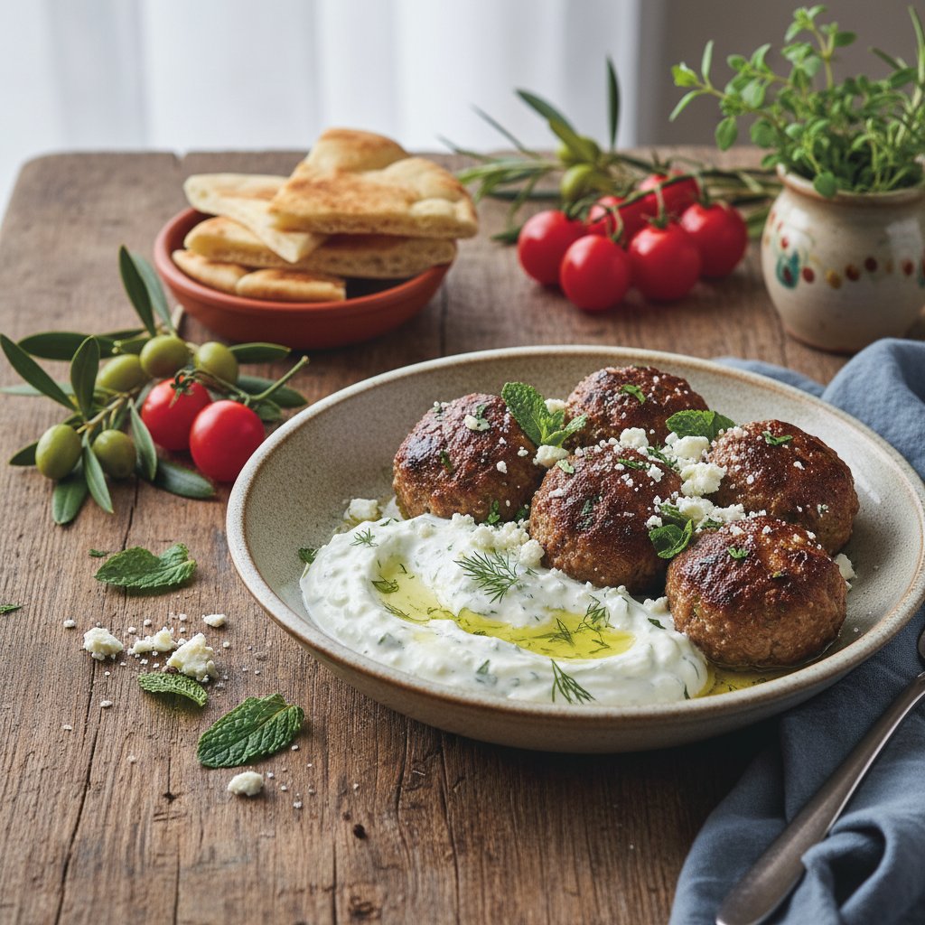 Savory Mediterranean Lamb Meatballs with Tzatziki