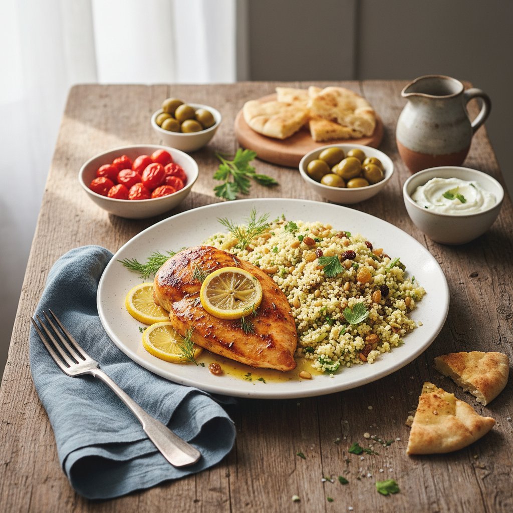 Savory Mediterranean Lemon Chicken with Herb-Infused Couscous