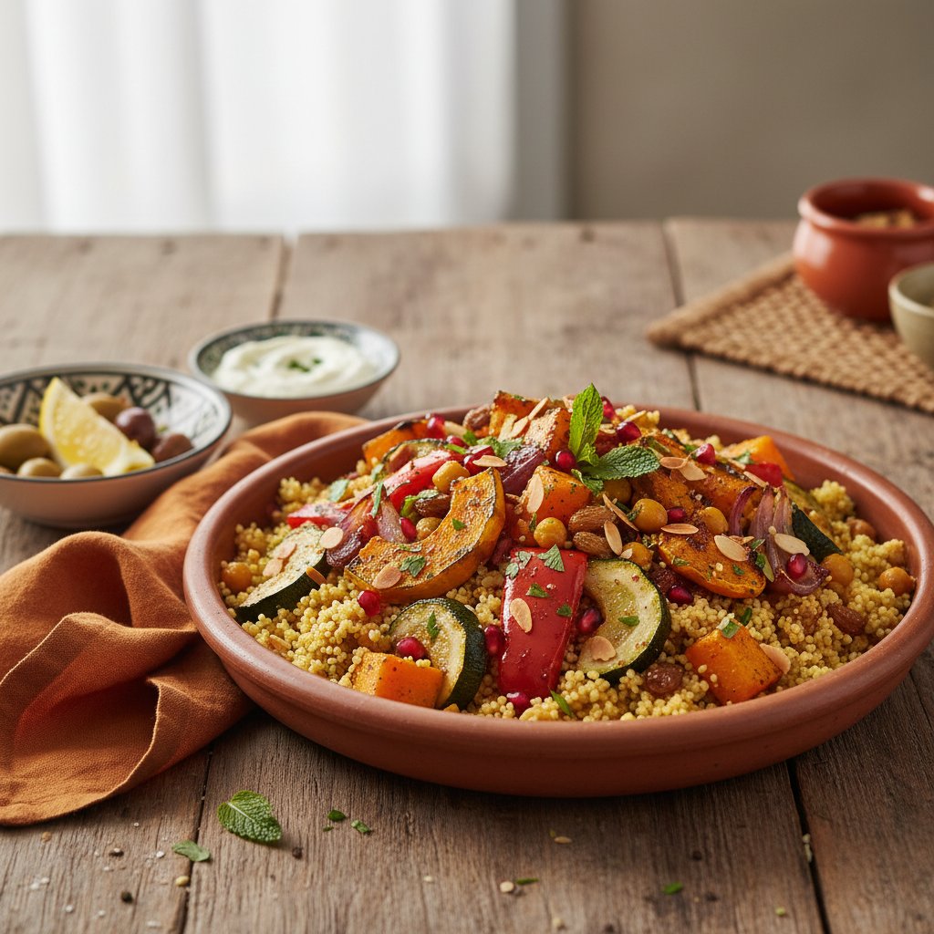 Savory Moroccan Couscous with Roasted Vegetables