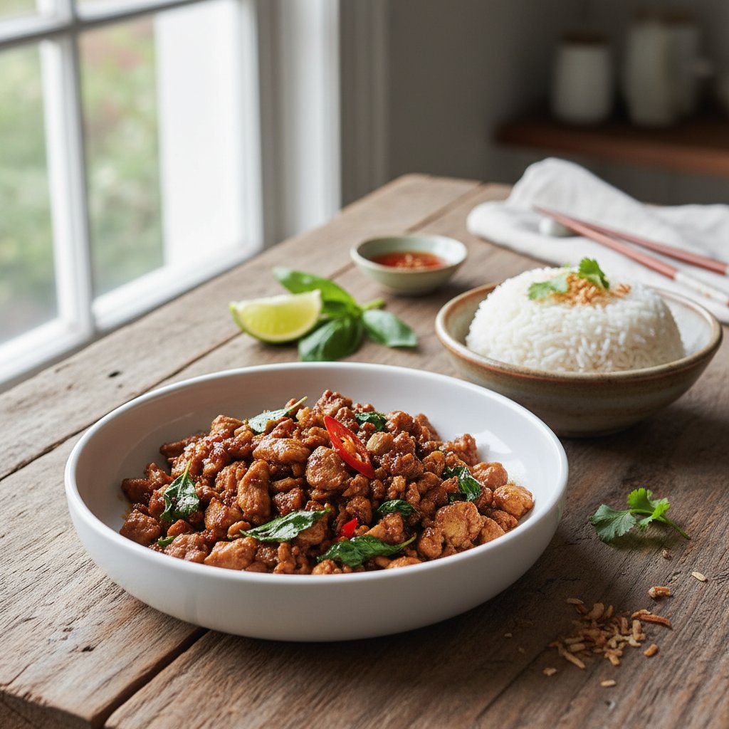 Savory Thai Basil Chicken with Coconut Rice