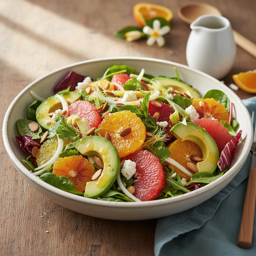 Seasonal California Bounty Salad with Avocado and Citrus Vinaigrette