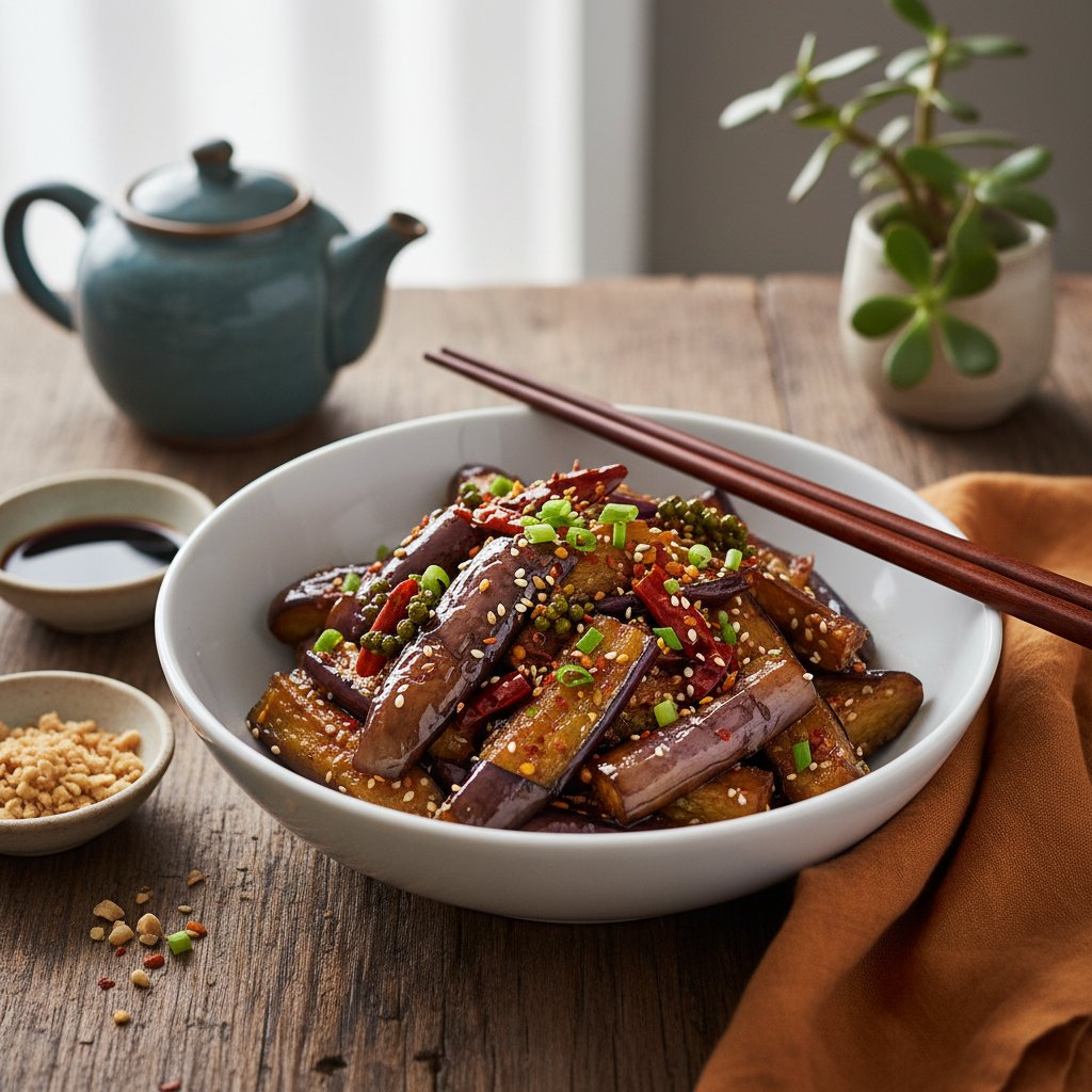 Sichuan Fiery Eggplant with Numbing Peppers