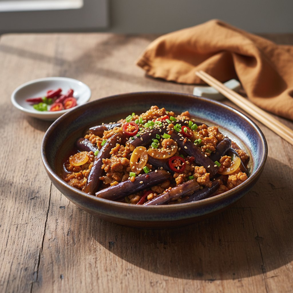 Sichuan Spicy Eggplant with Garlic and Ground Pork