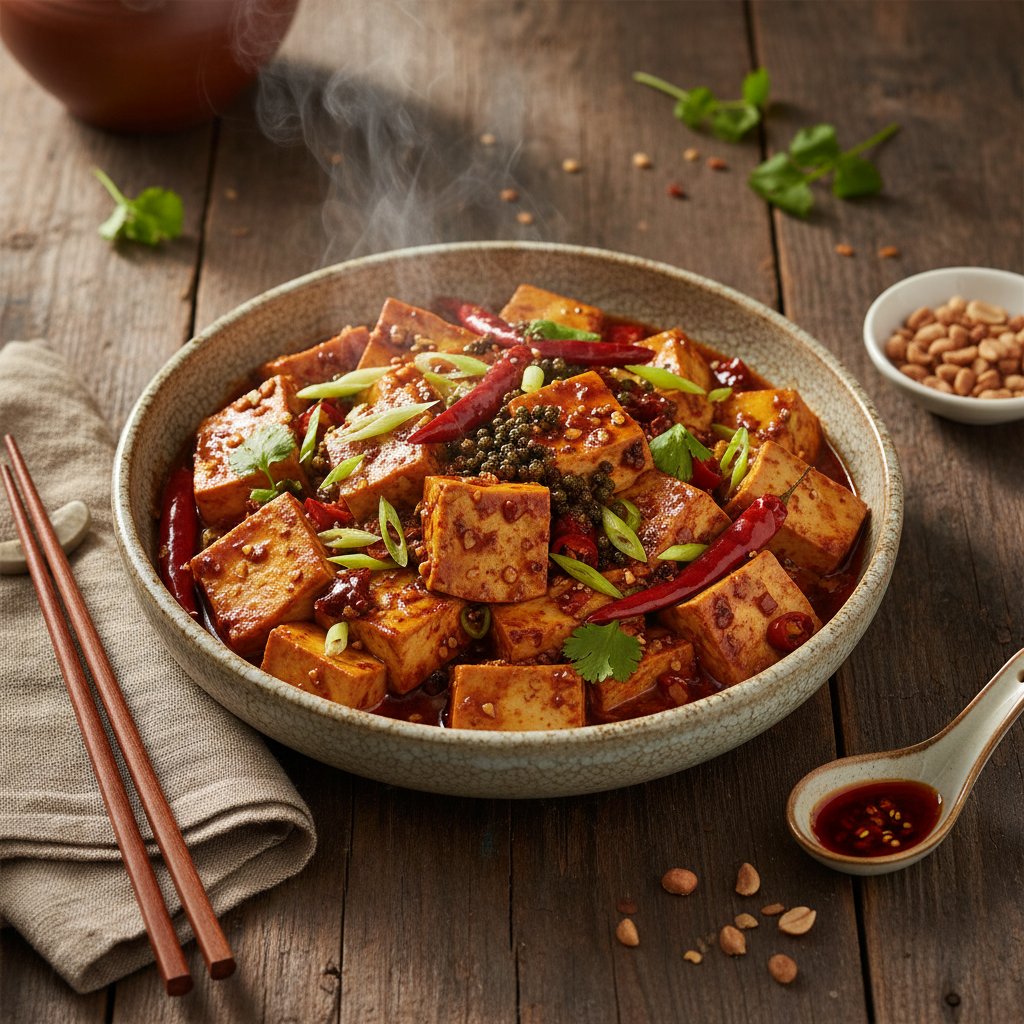 Sichuan Spicy Tofu Stir-Fry with Numbing Peppercorns