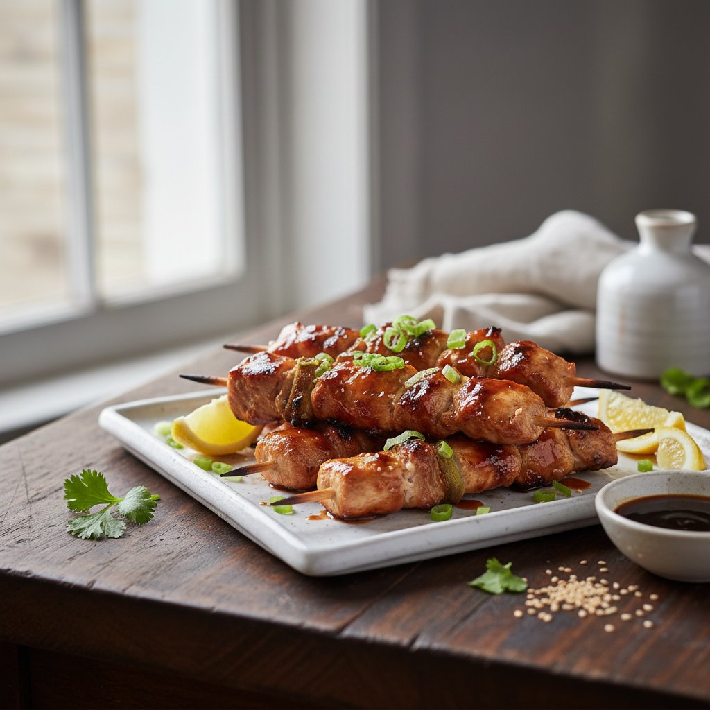 Sizzling Japanese Yakitori Skewers with Teriyaki Glaze