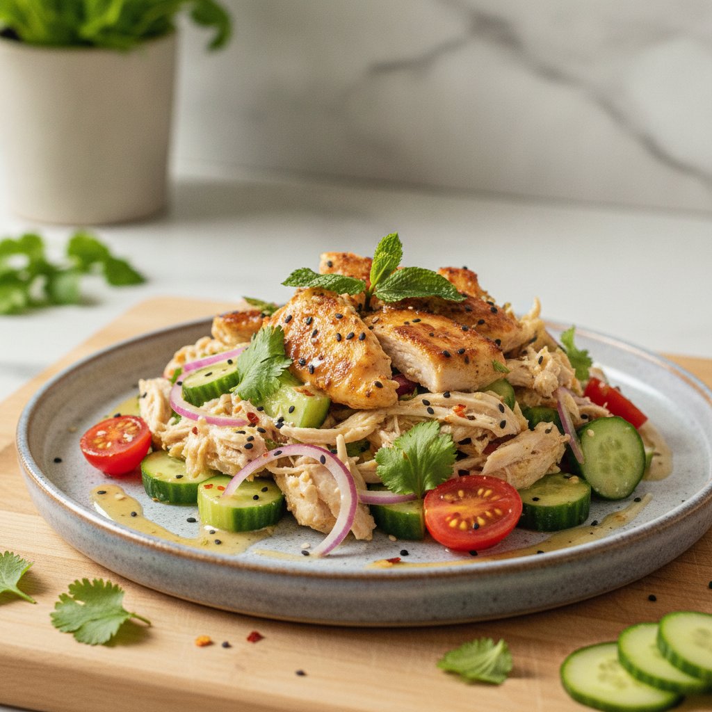 Smashed Cucumber Chicken Salad
