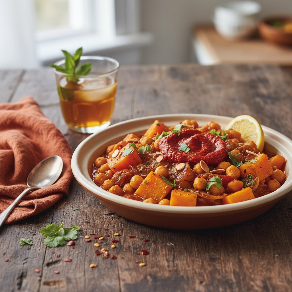 Spiced Harissa Chickpea and Butternut Squash Tagine