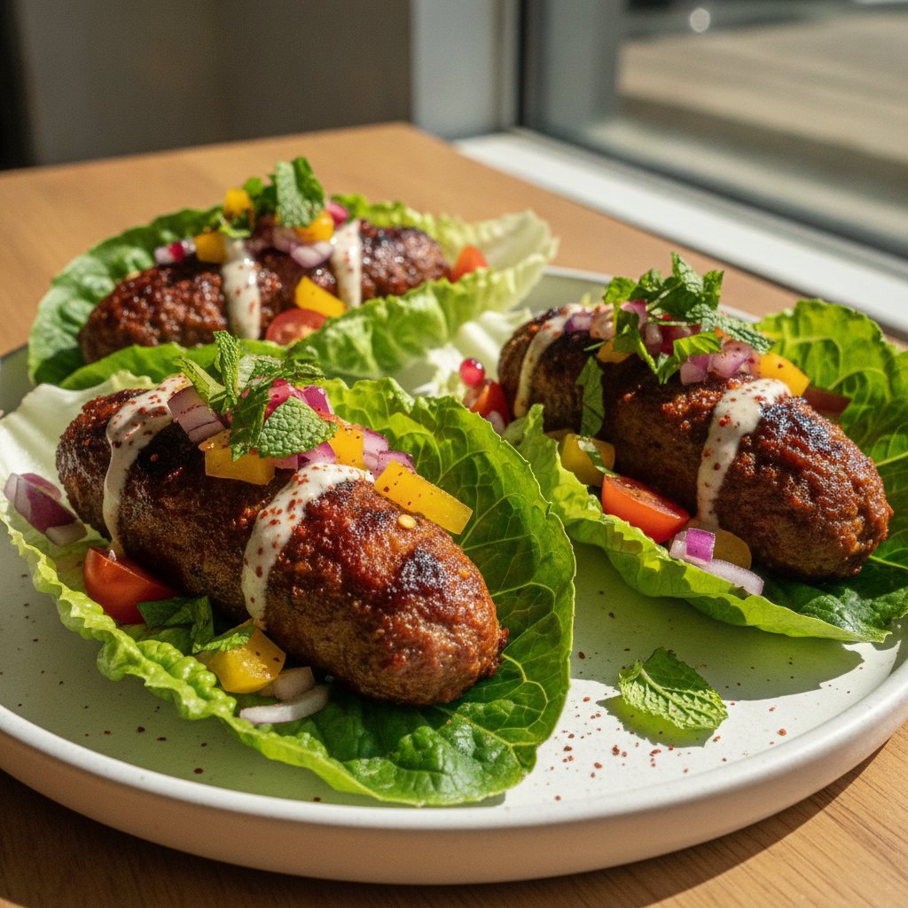 Spiced Lamb Kofta Lettuce Cups
