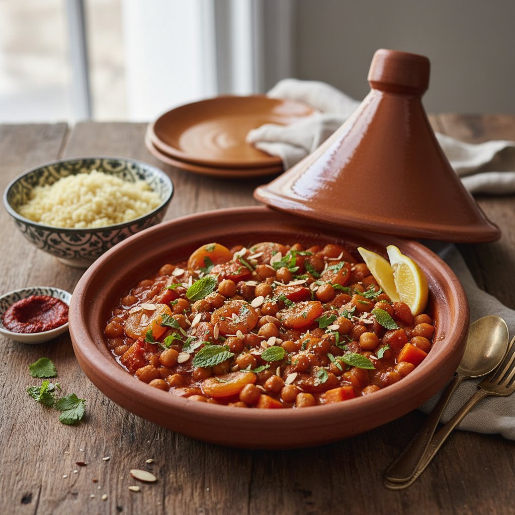 Spiced Moroccan Chickpea and Apricot Tagine