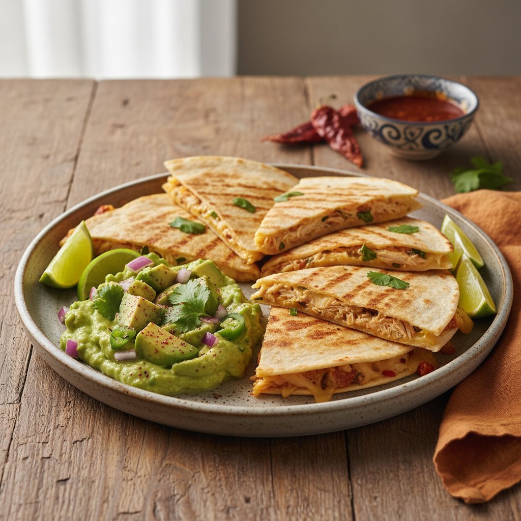 Spicy Chipotle Chicken Quesadillas with Avocado Salsa