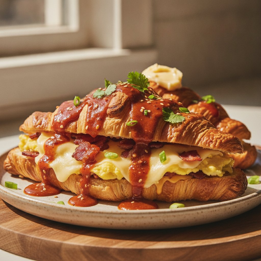 Spicy Gochujang Honey Butter Breakfast Croissants
