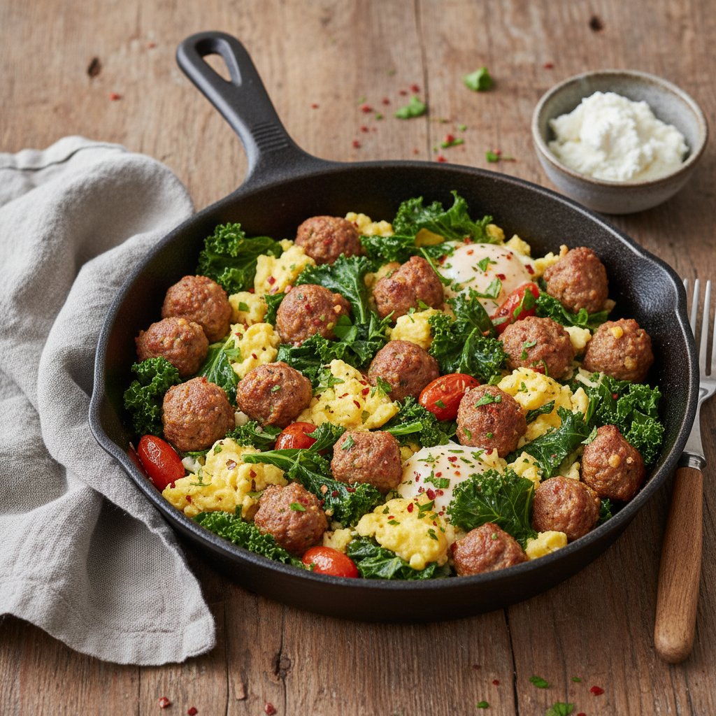 Spicy Italian Sausage and Kale Breakfast Skillet