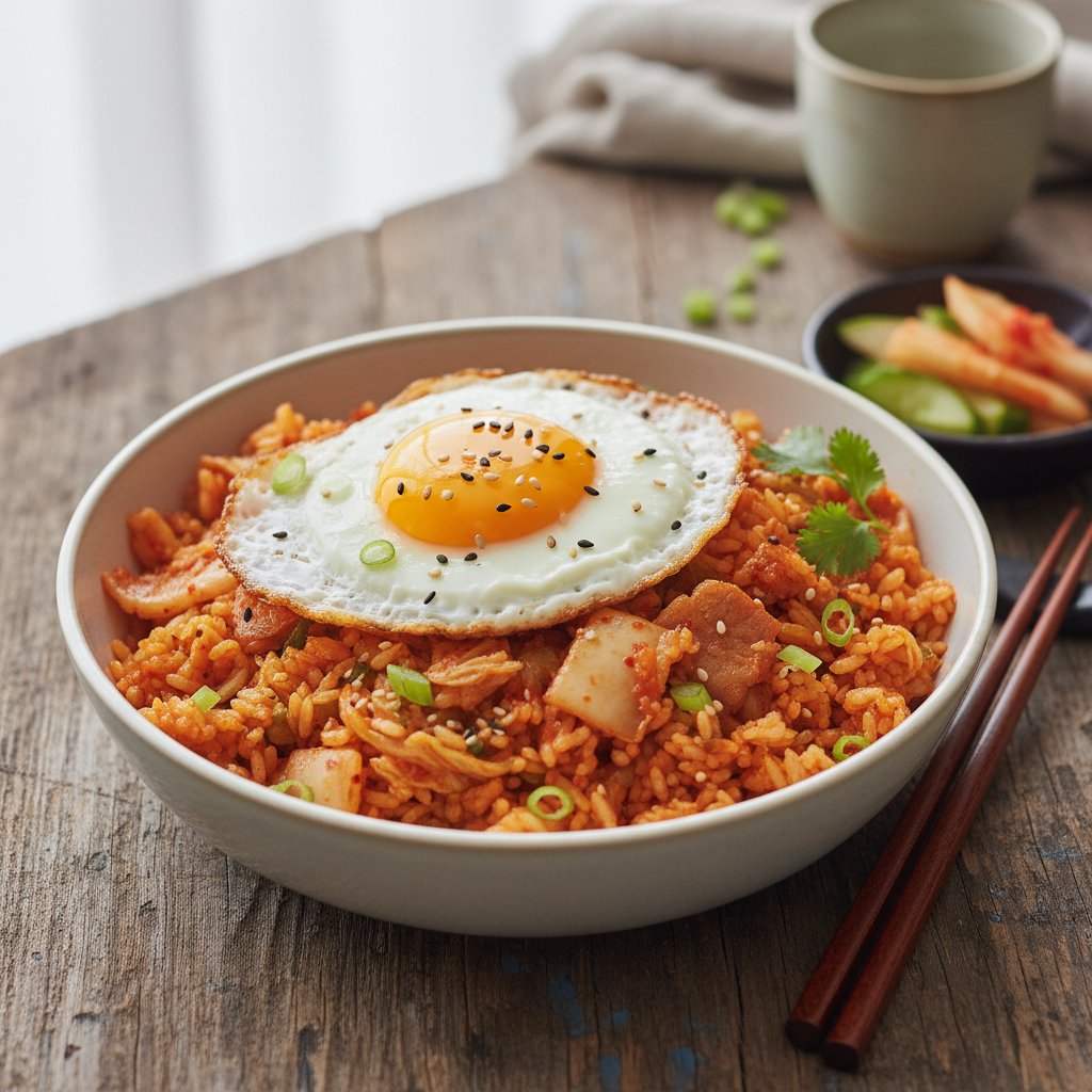 Spicy Korean Kimchi Fried Rice with Fried Egg