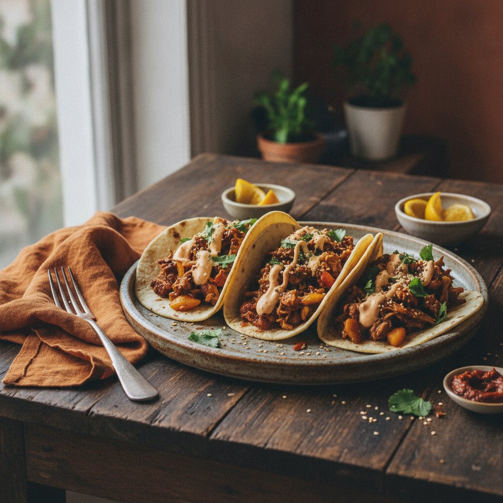 Spicy Moroccan Lamb Tagine Tacos with Harissa Yogurt