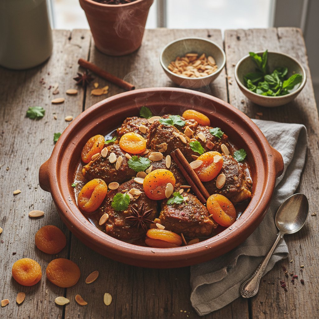 Spicy Moroccan Lamb Tagine with Apricots and Almonds