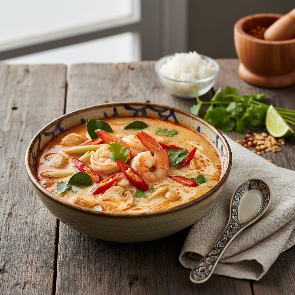 Spicy Thai Tom Yum Soup with Shrimp