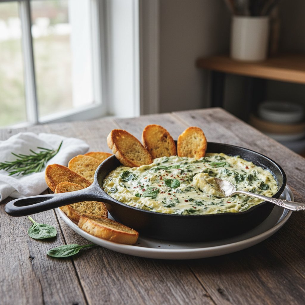 Spinach and Artichoke Dip with Crostini