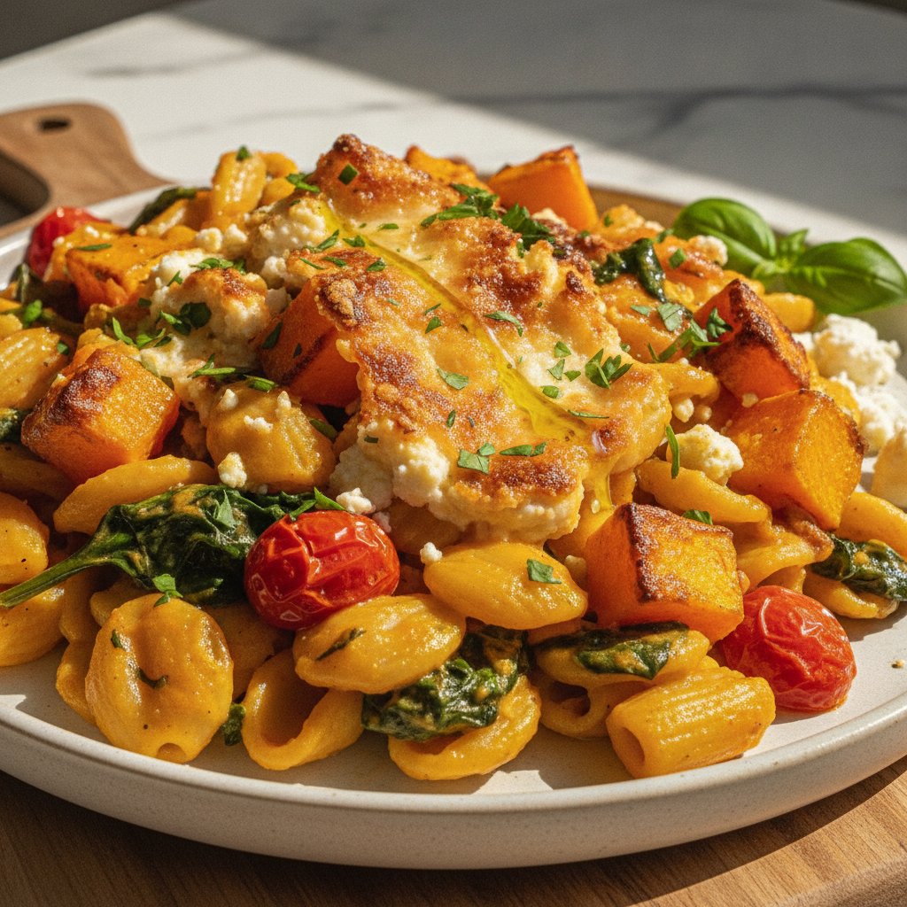 Pasta al Horno con Calabaza y Feta