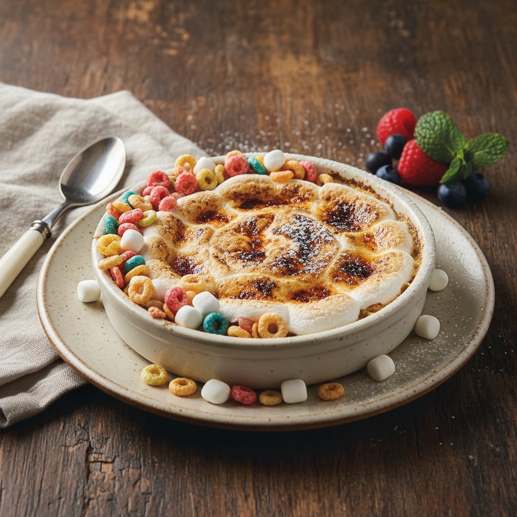 Sugary Cereal Crème Brûlée with Marshmallow Swirl