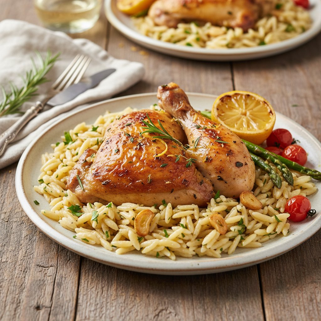 Sumptuous Lemon Herb Chicken with Garlic Butter Orzo