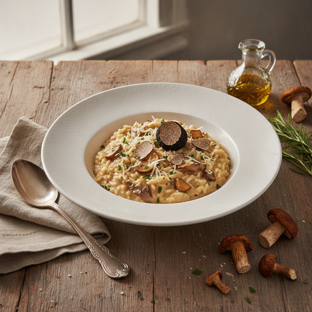 Sumptuous Truffle Risotto with Porcini Mushrooms and Parmesan