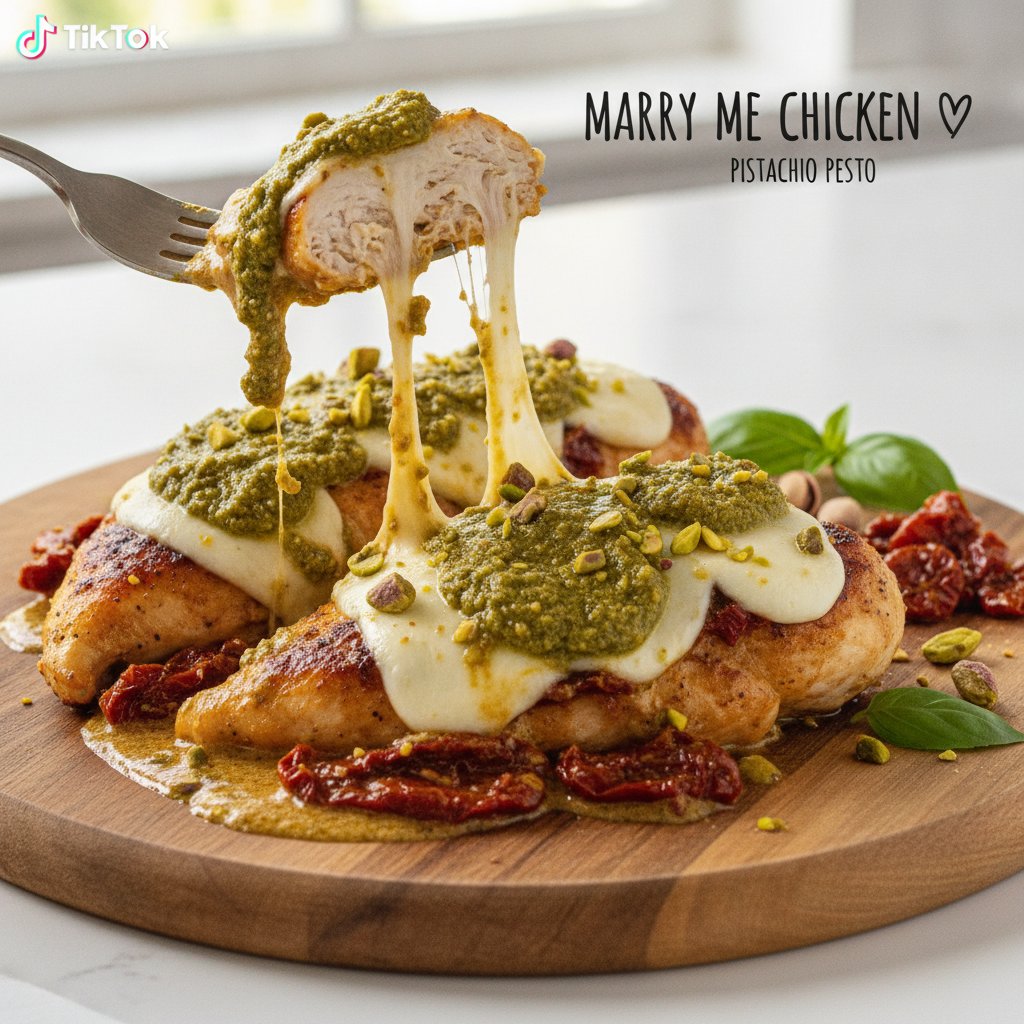 Sun-Dried Tomato and Basil Marry Me Chicken with Pistachio Pesto