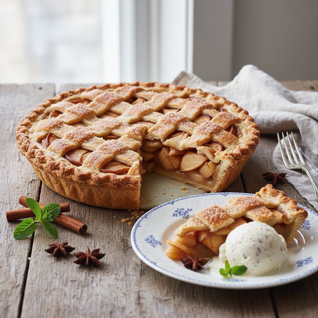 Sweet American Apple Pie with Cinnamon Crust