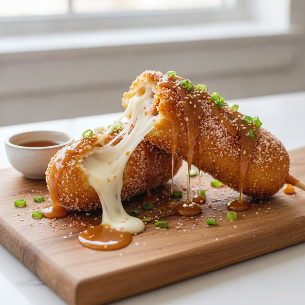 Sweet & Spicy Honey Butter Korean Corn Dogs