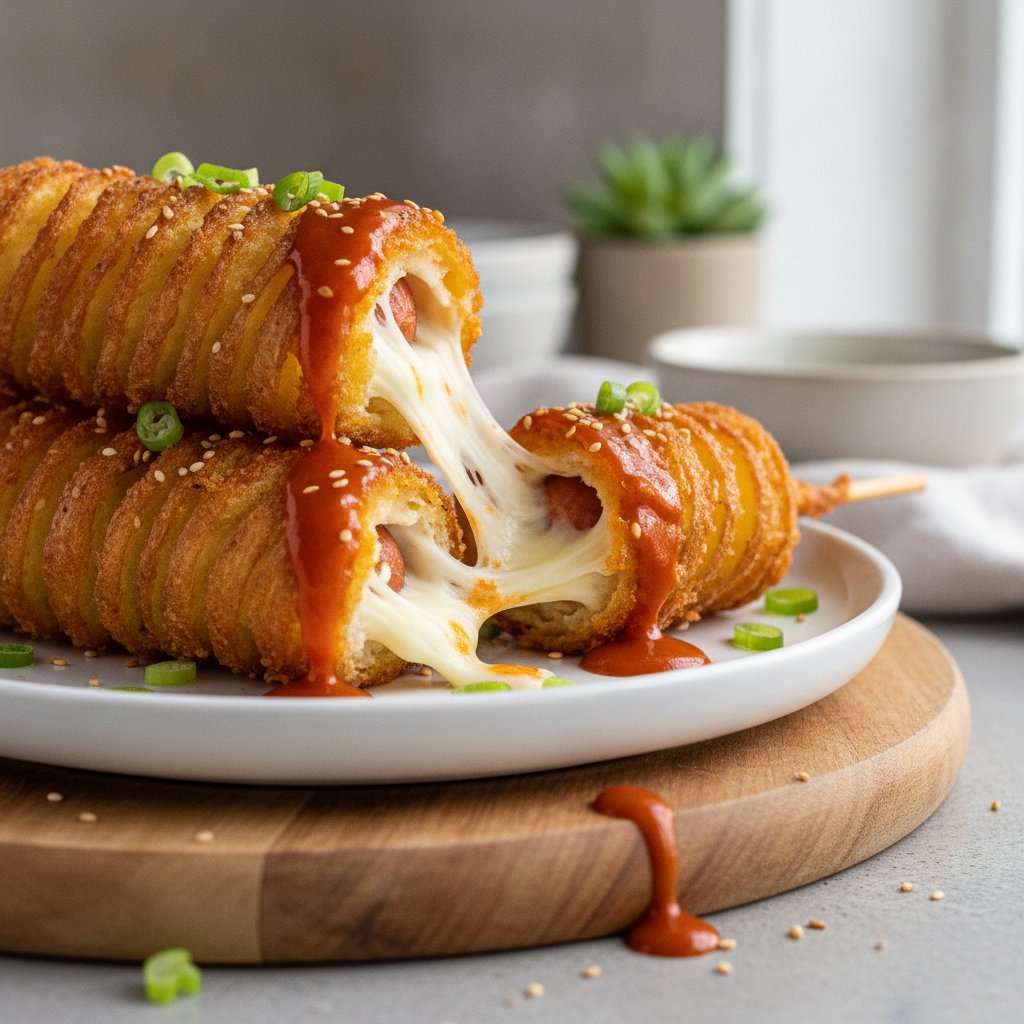Sweet & Spicy Korean Mozzarella Twister Dogs