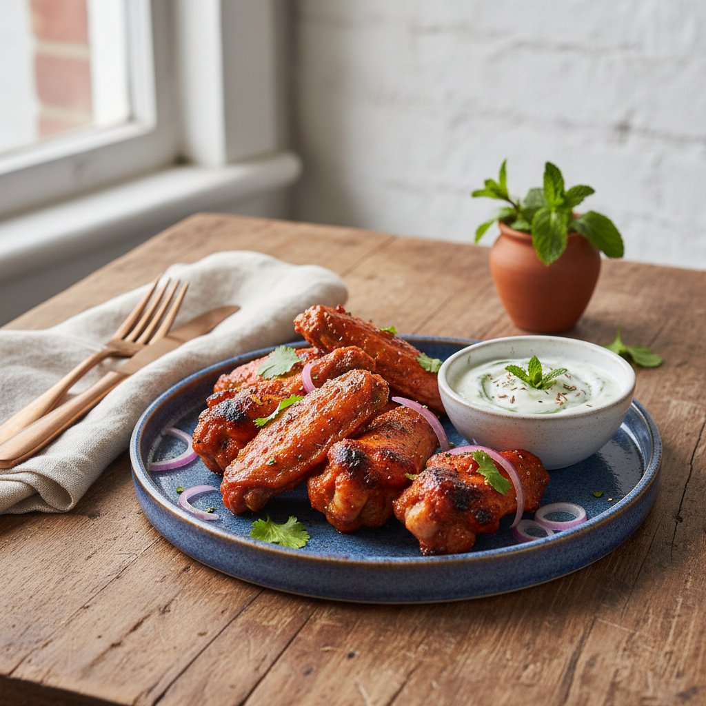 Tandoori-Glazed Chicken Wings with Raita