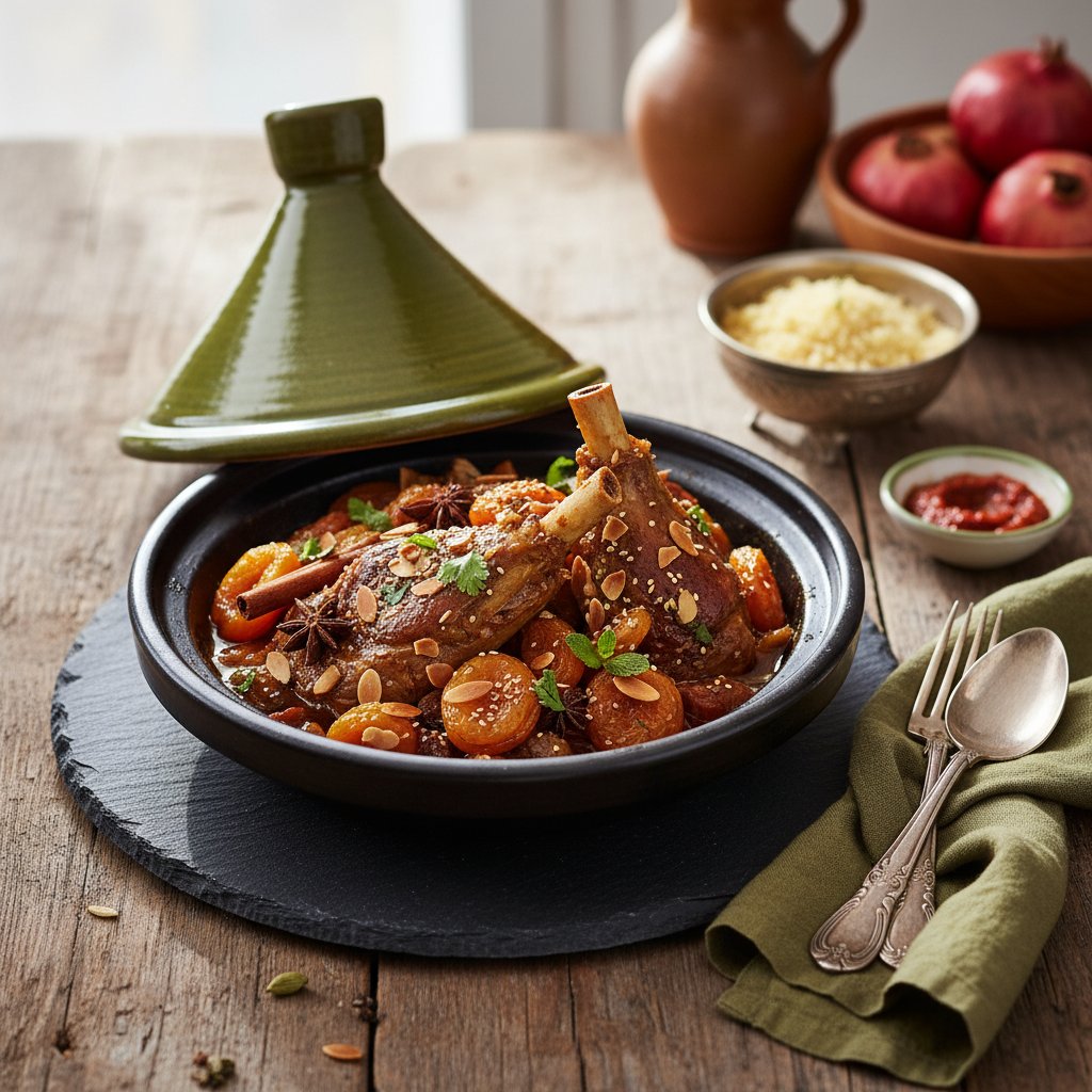 Tender Moroccan Lamb Tagine with Apricots and Almonds