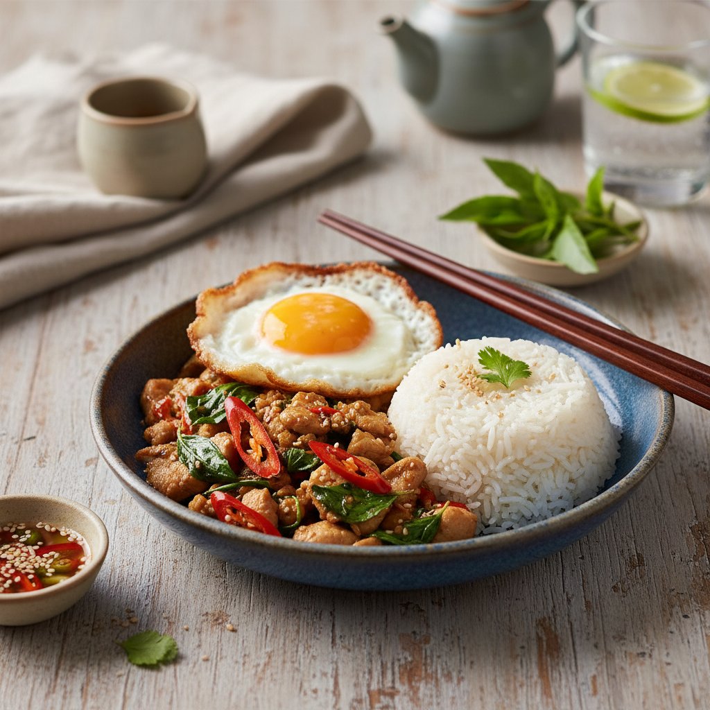 Thai Basil Chicken Stir-Fry with Jasmine Rice