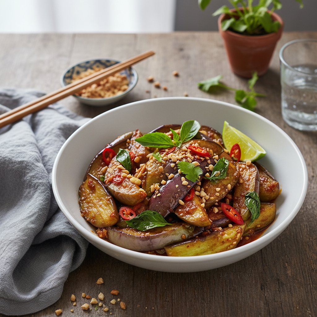 Thai Basil Eggplant with Garlic Thai Sauce