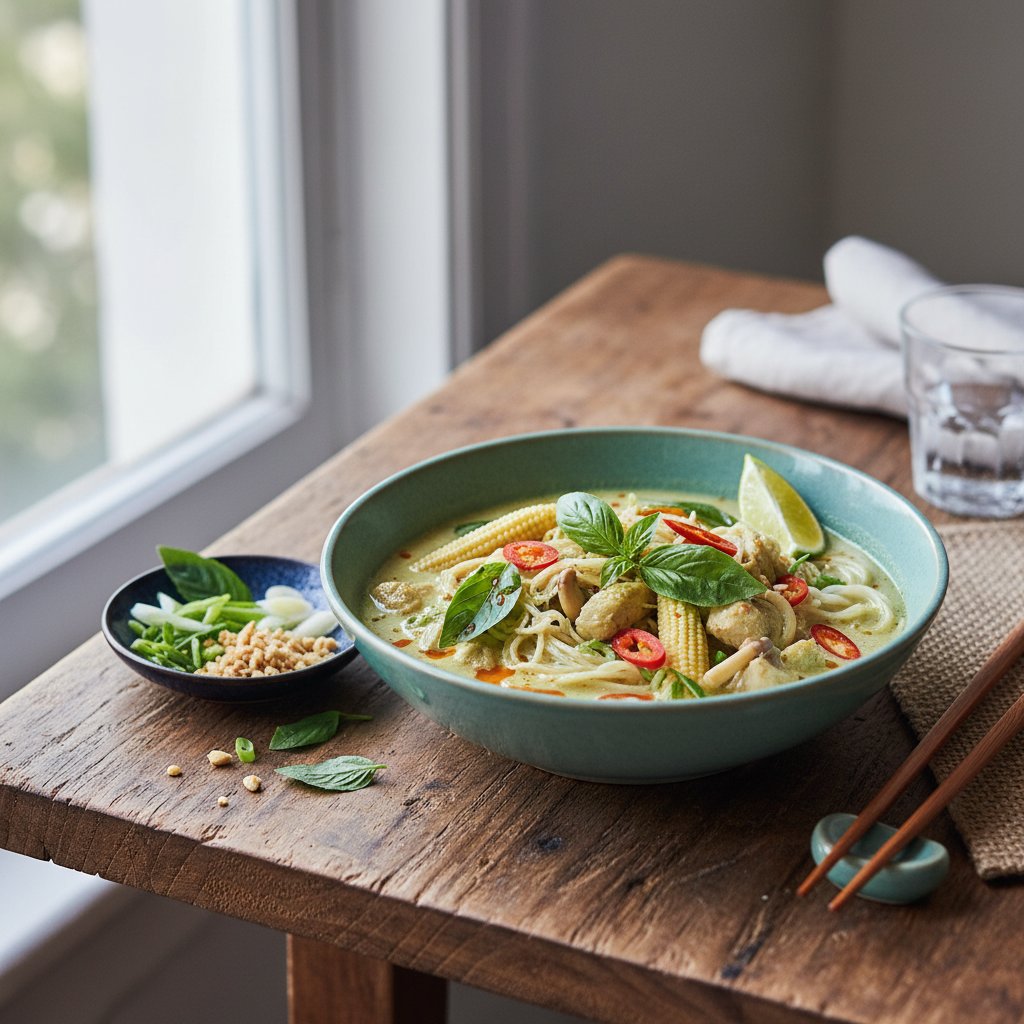 Thai Green Curry Noodles with Coconut Milk