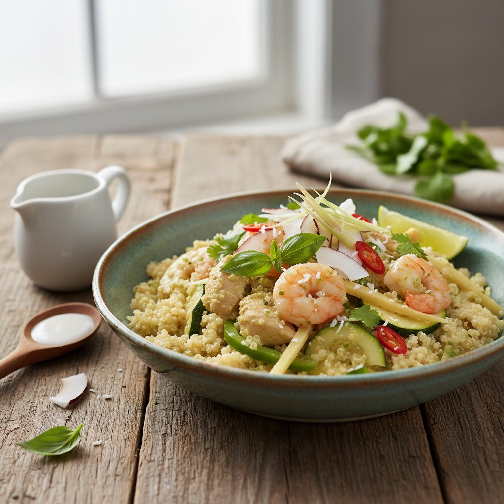 Thai Green Curry Quinoa Bowl with Coconut and Lemongrass