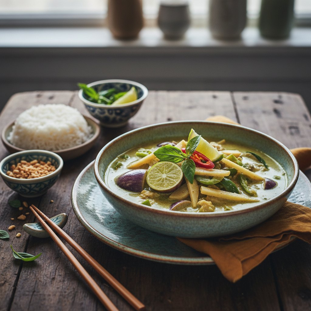Thai Green Curry with Eggplant and Bamboo Shoots