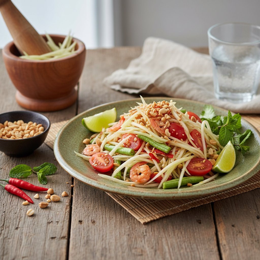 Thai Green Papaya Salad with Dried Shrimp