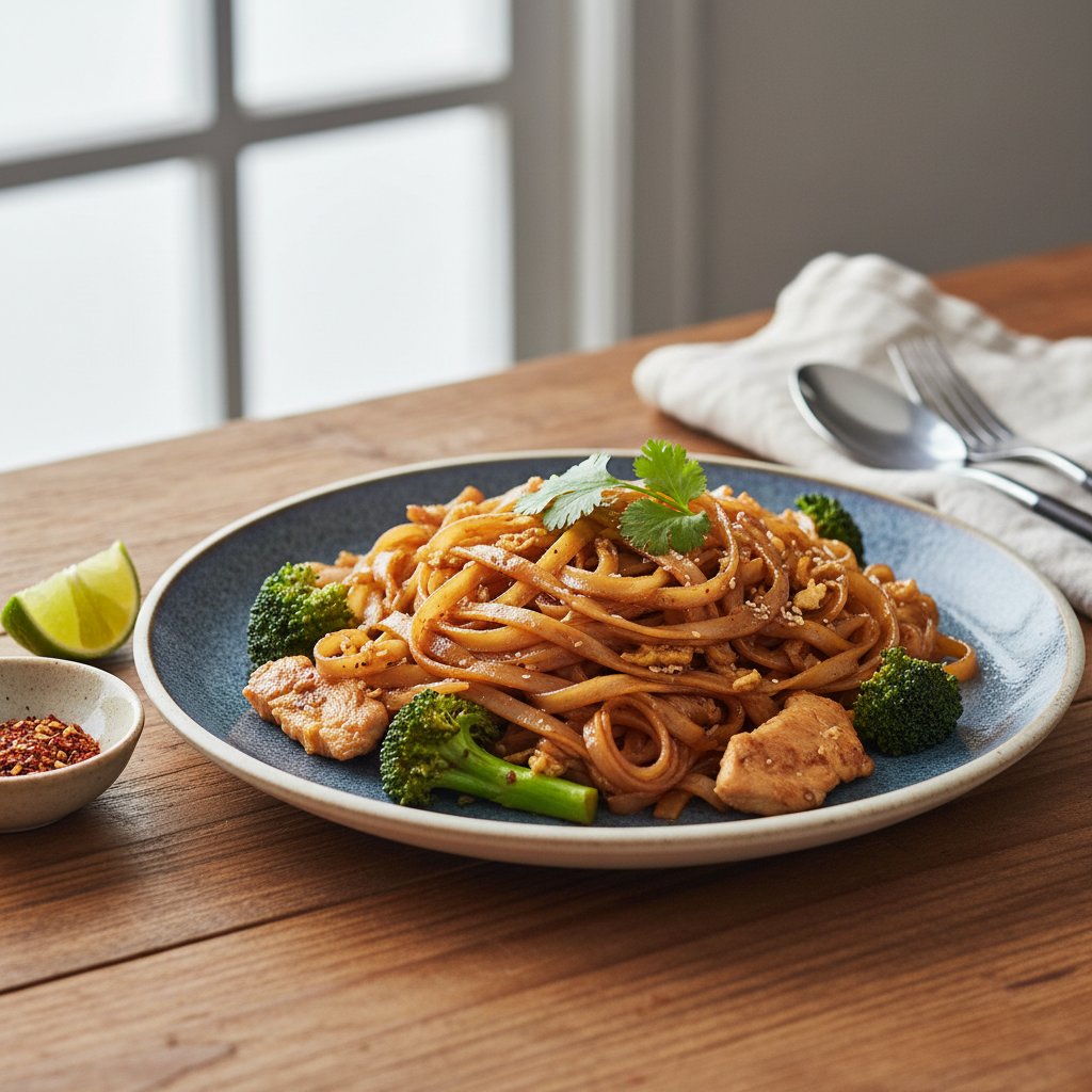 Thai Pad See Ew with Chicken and Broccoli