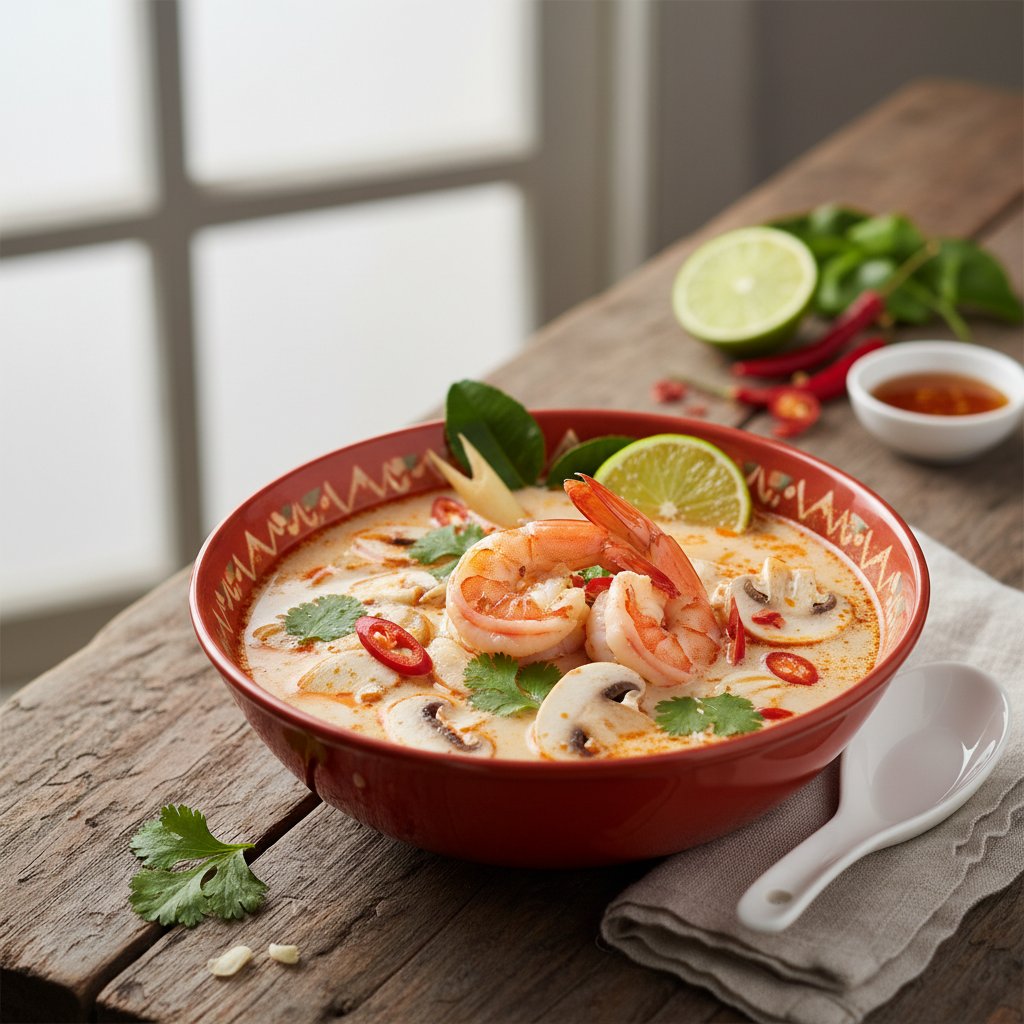 Thai Tom Yum Soup with Shrimp and Mushrooms