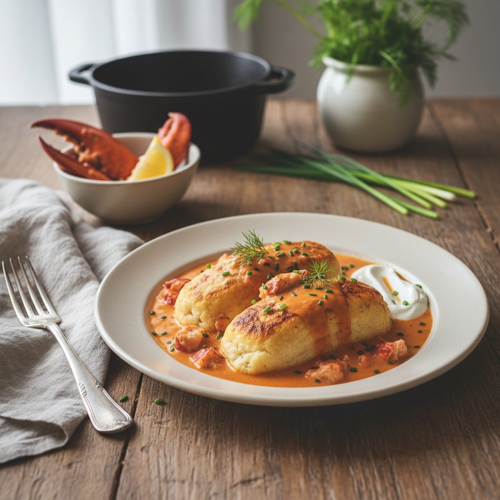 Traditional French Quenelles with Lobster Sauce