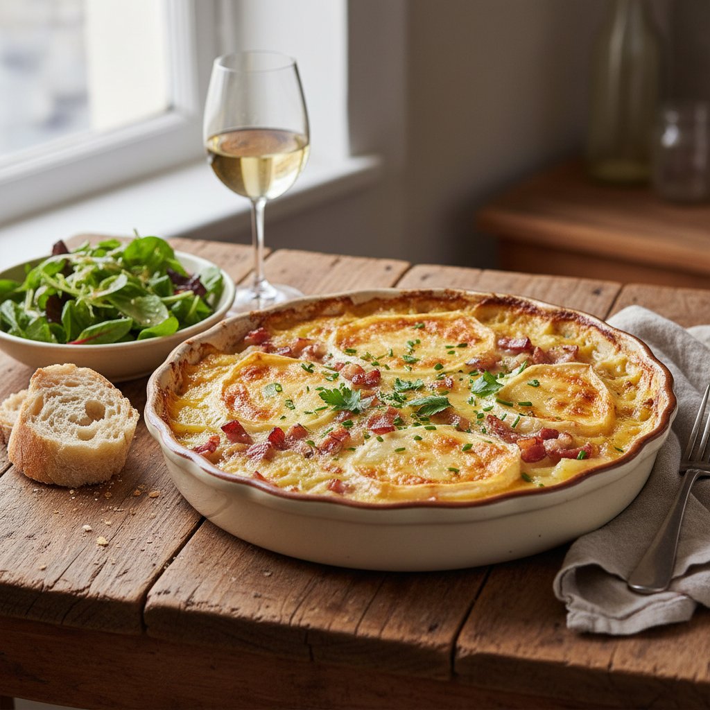 Traditional French Tartiflette with Reblochon Cheese