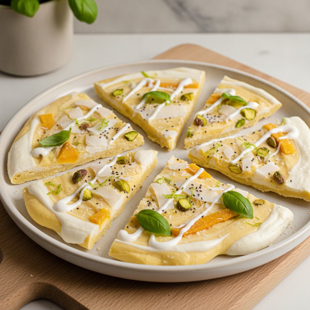 Tropical Mango-Coconut Frozen Yogurt Bark with Chia and Pistachios