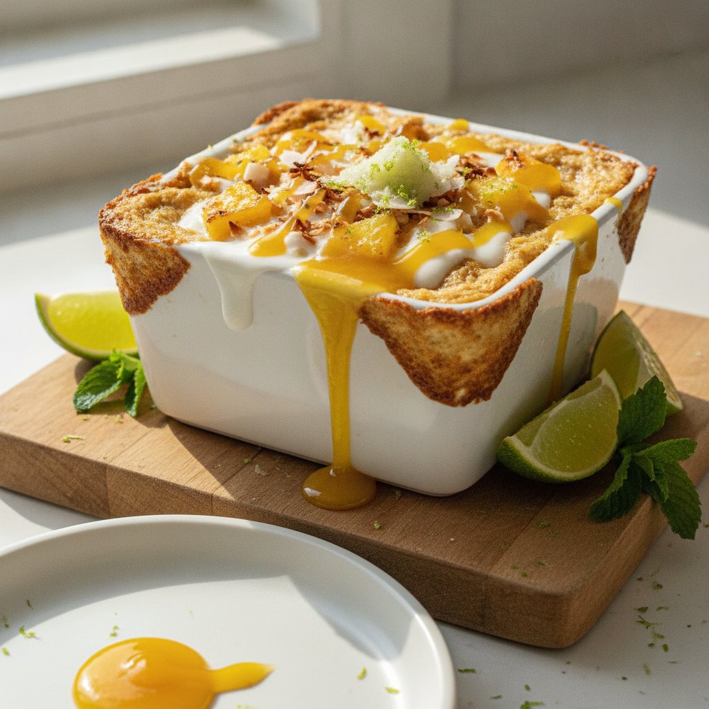 Tropical Pineapple Coconut Baked Oats with Lime Zest