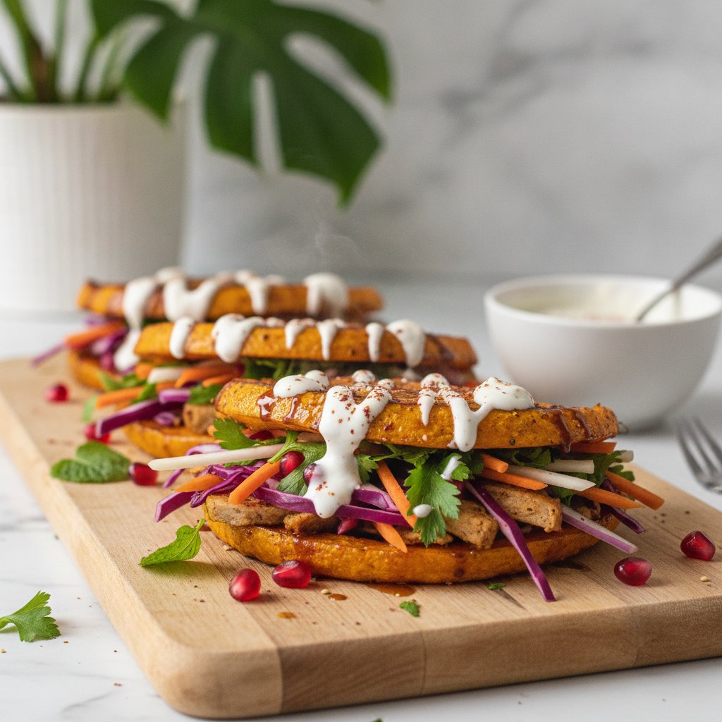 Wraps de calabaza con shawarma de pavo