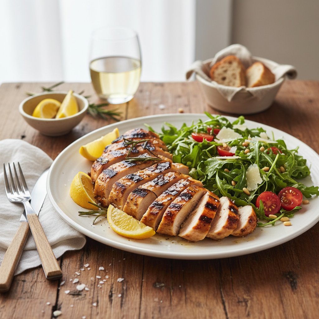 Tuscan Lemon and Rosemary Grilled Chicken with Arugula Salad