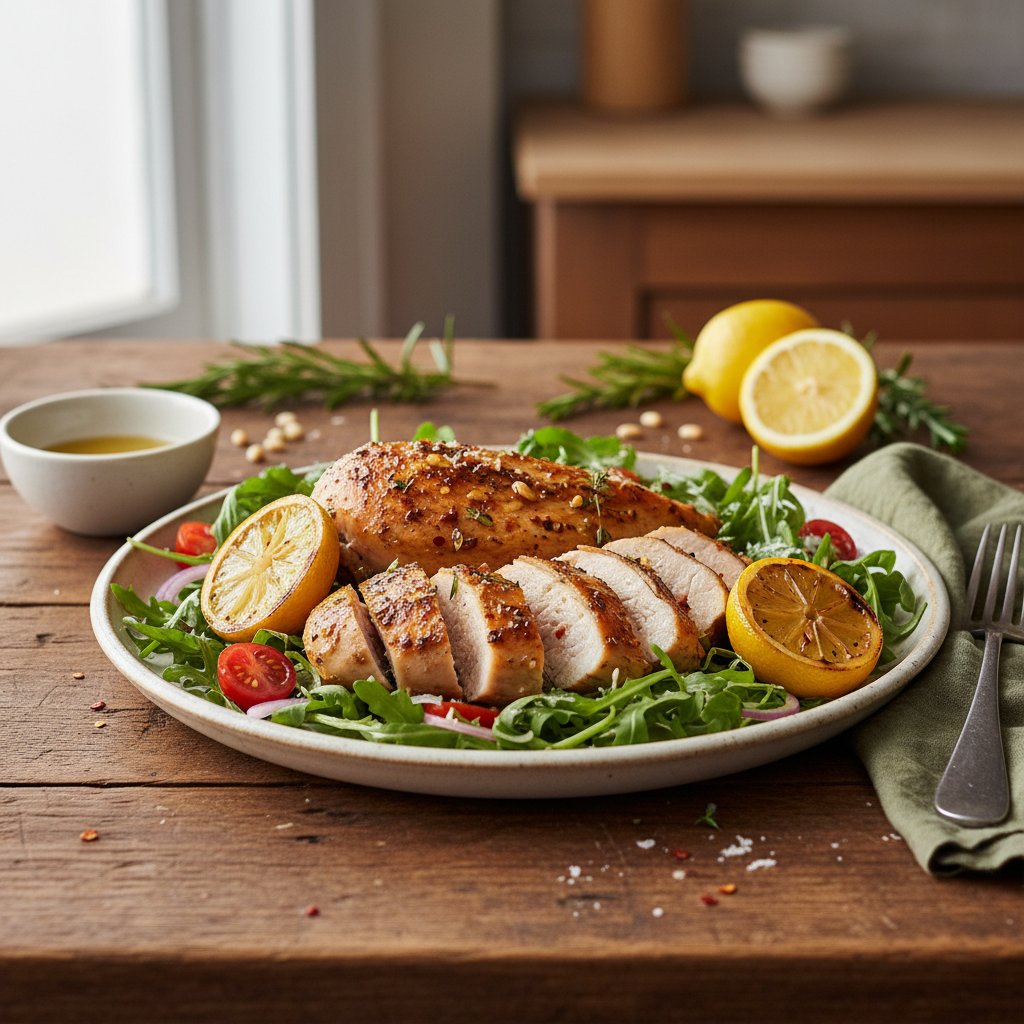 Tuscan Lemon Herb Chicken with Arugula Salad