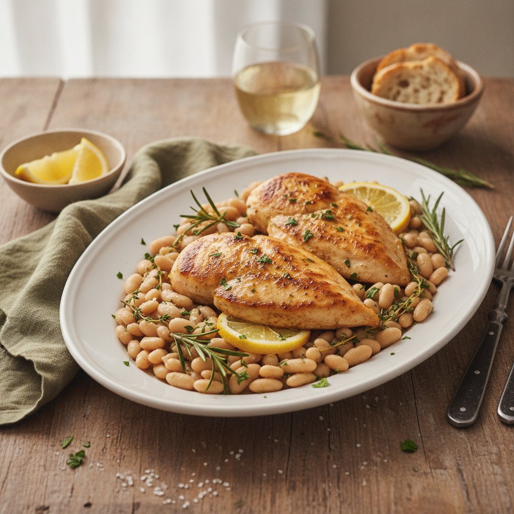 Tuscan Lemon Herb Chicken with Garlic White Beans